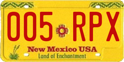 NM license plate 005RPX