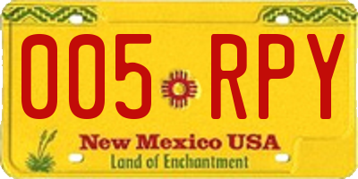 NM license plate 005RPY