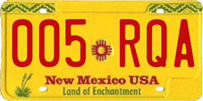 NM license plate 005RQA