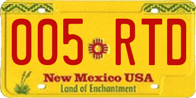 NM license plate 005RTD