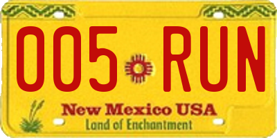 NM license plate 005RUN