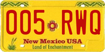 NM license plate 005RWQ