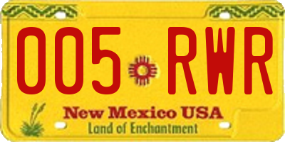 NM license plate 005RWR