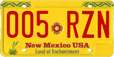 NM license plate 005RZN