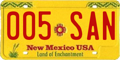 NM license plate 005SAN