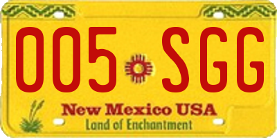 NM license plate 005SGG