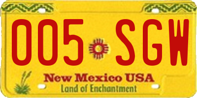 NM license plate 005SGW