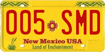 NM license plate 005SMD