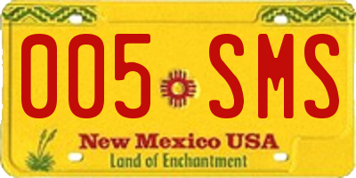 NM license plate 005SMS