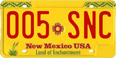 NM license plate 005SNC