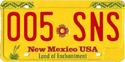NM license plate 005SNS