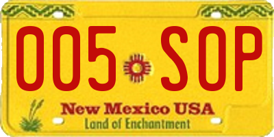 NM license plate 005SOP