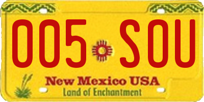 NM license plate 005SOU