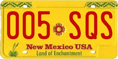 NM license plate 005SQS