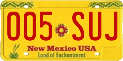 NM license plate 005SUJ