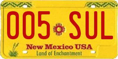 NM license plate 005SUL