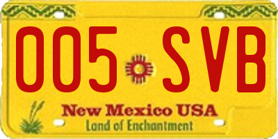 NM license plate 005SVB
