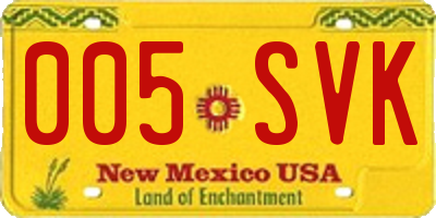 NM license plate 005SVK