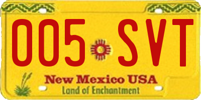 NM license plate 005SVT