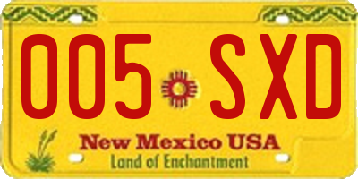 NM license plate 005SXD