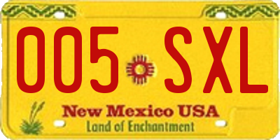 NM license plate 005SXL