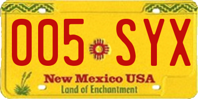 NM license plate 005SYX