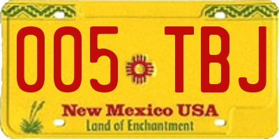 NM license plate 005TBJ