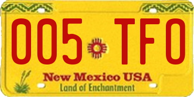 NM license plate 005TFO