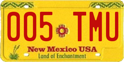 NM license plate 005TMU