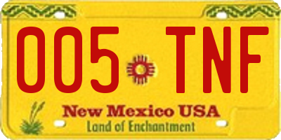 NM license plate 005TNF