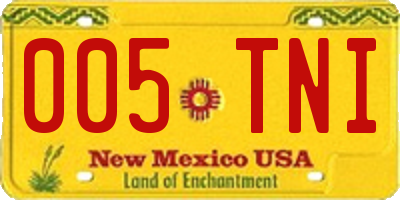 NM license plate 005TNI