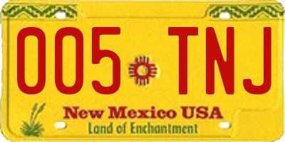 NM license plate 005TNJ