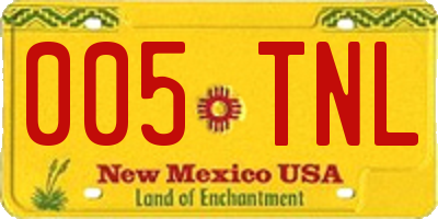 NM license plate 005TNL