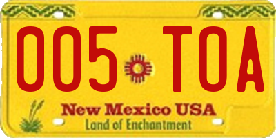 NM license plate 005TOA