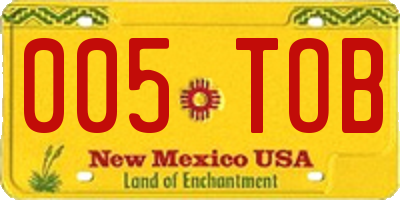 NM license plate 005TOB