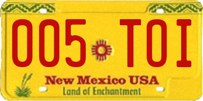 NM license plate 005TOI