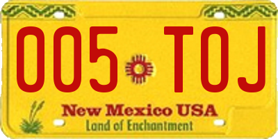 NM license plate 005TOJ