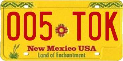 NM license plate 005TOK