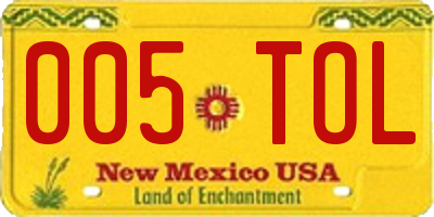 NM license plate 005TOL