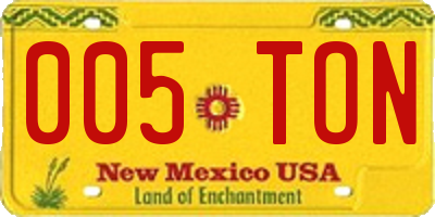 NM license plate 005TON