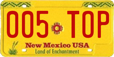 NM license plate 005TOP