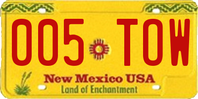 NM license plate 005TOW