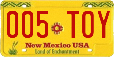 NM license plate 005TOY