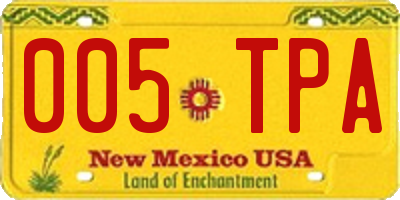 NM license plate 005TPA