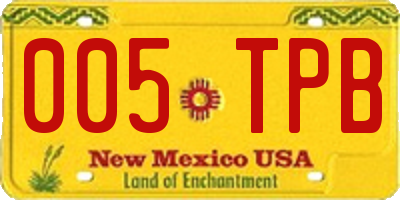 NM license plate 005TPB