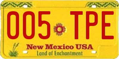 NM license plate 005TPE