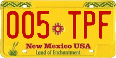 NM license plate 005TPF