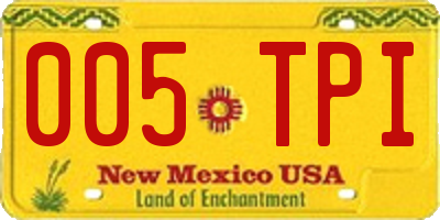 NM license plate 005TPI