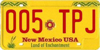 NM license plate 005TPJ