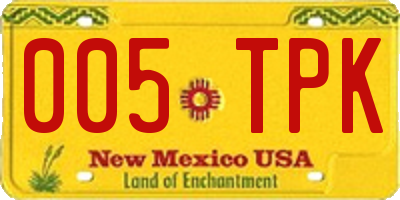 NM license plate 005TPK